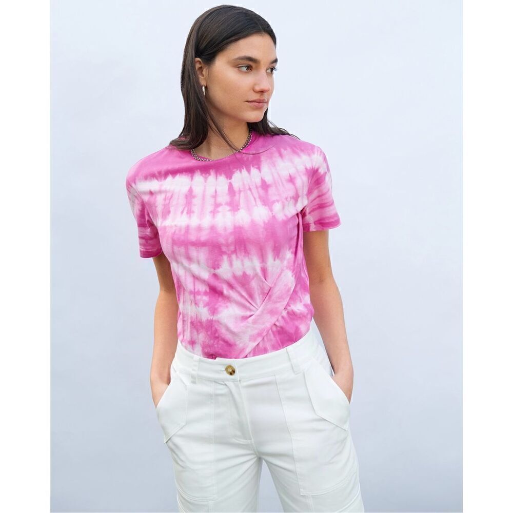 Derek Lam 10 Crosby Teddie T-Shirt with Twist Detail in Pink
